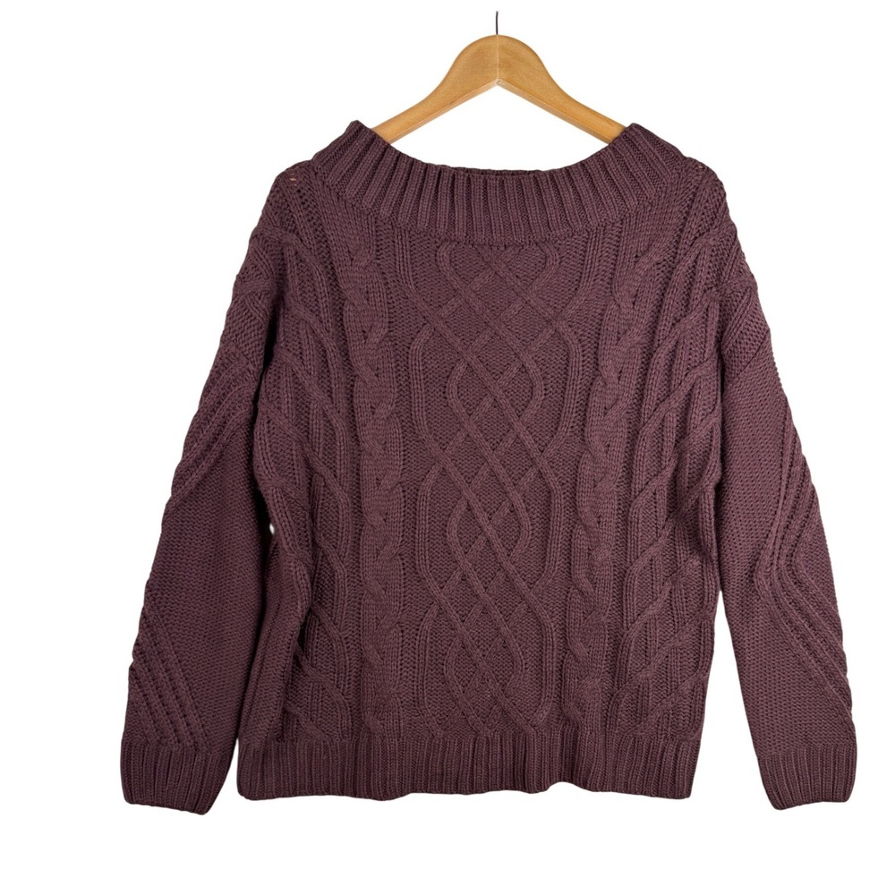 ADORA Womens Burgundy Cable Knit Sweater Size‎ Large
